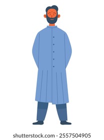 indian bearded man character isolated