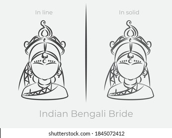 Indian Bengali Bride line icon illustration vector symbol
