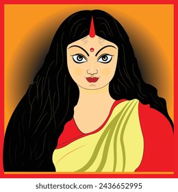 Ilustración de pintura de mujeres india bengalíes, imagen vectorial, pintura, aspecto femenino, retrato Vector Art