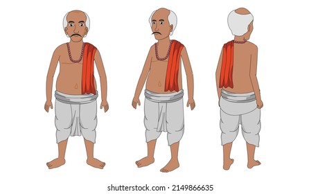 Indian Bharmin Old Man Cartoon Character Stock Vector (Royalty Free