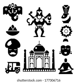 Indian black icon set