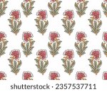 INDIAN BLOCK FLORAL ALL OVER PRINT SEAMLESS PATTERN VECTOR ILLUSTRATION