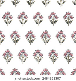 INDIAN BLOCK FLORAL ALL OVER PRINT SEAMLESS PATTERN VECTOR ILLUSTRATION