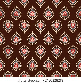 Indian block print paisley booti seamless repeat pattern