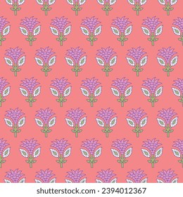 Indian block print screen print booti  Digital allover seamless repeat pattern