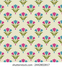 Indian Block print screen print booti motif design allover seamless repeat pattern 