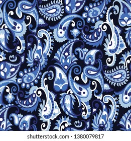 indian blue paisley pattern