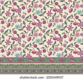 INDIAN BOHEMIAN SEAMLESS PATTERN WITH BORDER