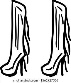 Indian boots sketch, illustration, vector on white background.