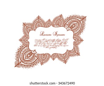 Indian border - oriental frame with eastern ornament. Vector label 