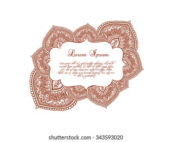Indian border - oriental frame with indian ornament. Vector lable in ornamental style