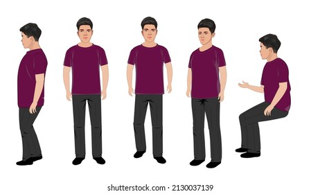 Indian Boy Cartoon Character. Isolated On Vector Illustration