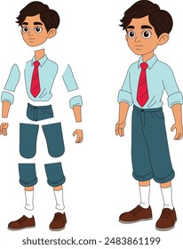 indian boy cartoon illustration model sheet