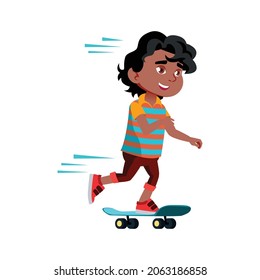 indian boy kid riding skateboard cartoon vector. indian boy kid riding skateboard character. isolated flat cartoon illustration