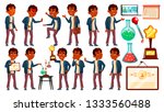 Indian Boy Schoolboy Kid Poses Set Vector. High School Child. Children Study. Discovery, Experience, Science. Knowledge, Learn, Lesson. For Advertising, Placard, Print Design. Isolated Illustration