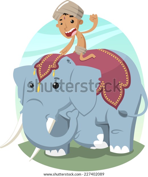 象に乗ったインド人の少年とターバン ベクターイラスト漫画 のベクター画像素材 ロイヤリティフリー Shutterstock