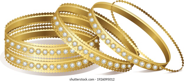 Indian bridal gold diamond cut bangles Jewelry