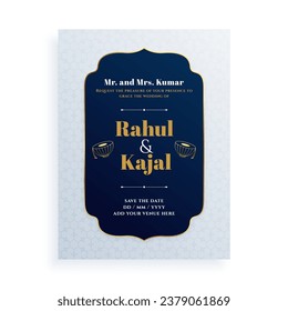 indian bridal and groom wedding card design for the big day event vector