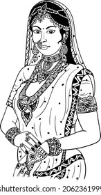 618 Black and white clip art indian woman Images, Stock Photos ...