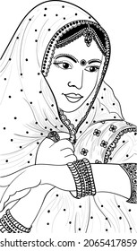 618 Black and white clip art indian woman Images, Stock Photos ...