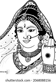 618 Black and white clip art indian woman Images, Stock Photos ...