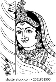 618 Black and white clip art indian woman Images, Stock Photos ...