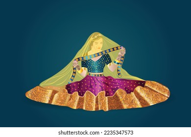 Indian bride in traditional lehenga chunni