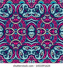 Indian Bright colorful psychedelic art pattern. Ethnic ornament. Can be used for textile, greeting card, coloring book, phone case print