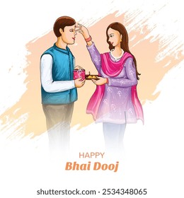 Hermano y hermana indios celebrando feliz fondo de tarjeta bhai dooj