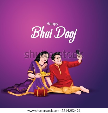 Indian brother and sister festival happy Bhai Dooj concept. Rakhi celebration in India vector illustration design	 Stock photo © 