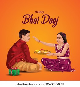 Festival de Hermanos y Hermanas Indias feliz, concepto de Bhai Dooj. Celebración Rakhi en el diseño de ilustración vectorial india