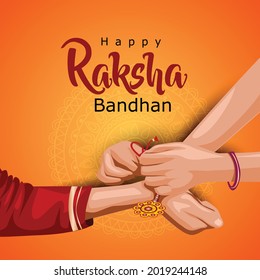 Indian brother and sister wearing surgical mask. happy Raksha Bandhan festival. Rakhi celebration in india vector illustration design.