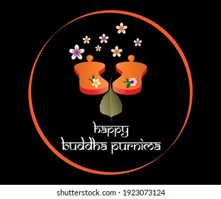 Indian Buddha Purnima festival with text, illustration is showing Buddha seating and absorbed in meditation 