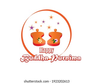 Indian Buddha Purnima festival with text, illustration is showing Buddha seating and absorbed in meditation 