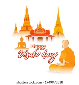 Indian Buddha Purnima festival with text, illustration is showing Buddha seating and absorbed in meditation 
