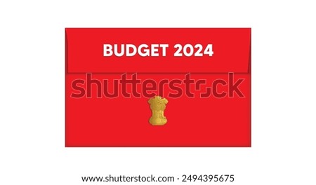 Indian Budget 2024 red envelope vector on white isolated