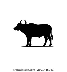 Indian buffalo silhouette icon vector flat design.