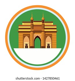 indian building monuments with charminar in round icon icon cartoon vector illustration graphic design
