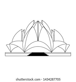 indian building monuments with lotus temple icon cartoon vector illustration graphic design