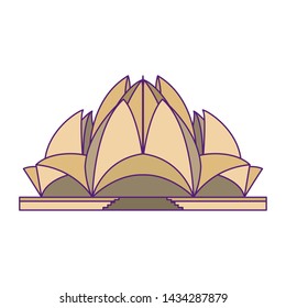 indian building monuments with lotus temple icon cartoon vector illustration graphic design
