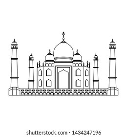 indian building monuments with taj mahal icon cartoon vector illustration graphic design Vector de stock
