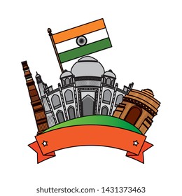 Indian Buildings Monuments Flags Stock Vector (Royalty Free) 1431373463 ...