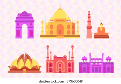 Indian buildings vector illustration