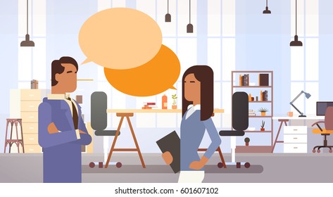 Indian Business People Group Communication In Creative Office Coworking Center Modern Workplace Flat Vector Illustration