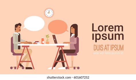 Indian Business People Group Using Laptop Office Coworking Center Modern Workplace Flat Vector Illustration