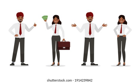 Indian business people working in office character vector design.