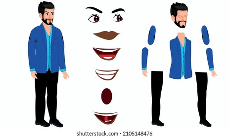Indian Businessman cartoon character for animation videos, Indian Cartoon Men Character