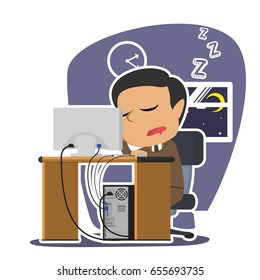 indian businessman fall asleep while working