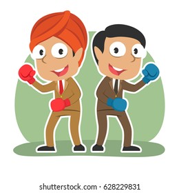 indian businessman fighting together