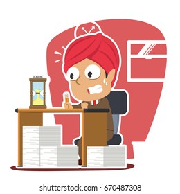 indian businessman panic with lot of task and deadline